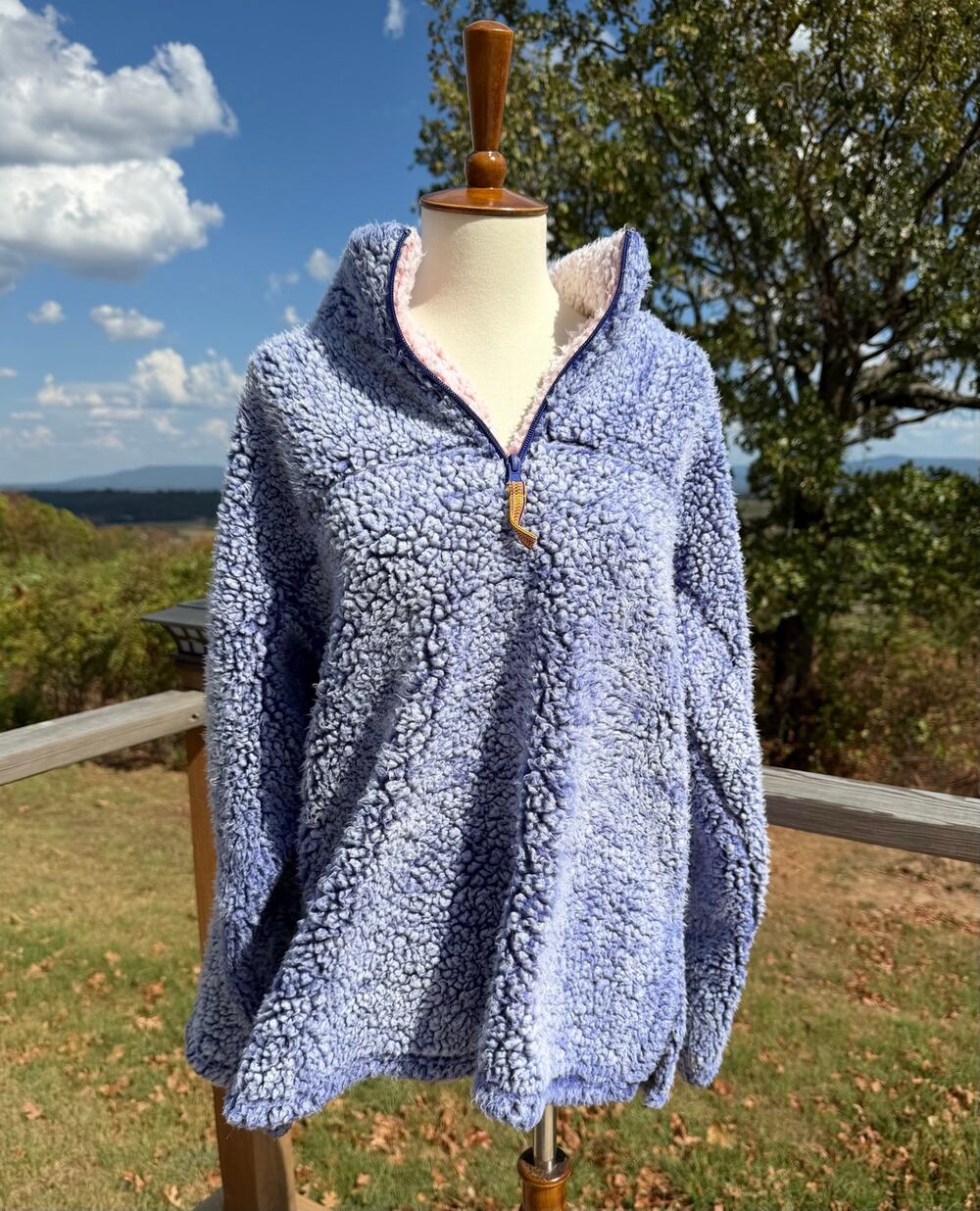Blue Star Clothing Company Blue Sherpa Quarter Zip Pullover Women’s Size Large